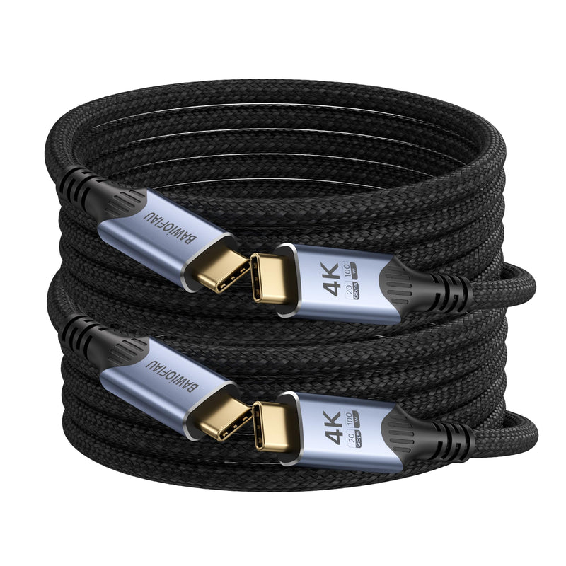 USB-c Long Cables 2-Pack 16.5FT,USB c 3.2 Gen 2x2 Compatible with Thunderbolt 4/3,20Gbps high Speed Data Transfer,Type C 100W Fast Charging,4K@60Hz Video with Monitor/Display/Dock/SSD/Hub. 16.5FT/5M+16.5FT/5M
