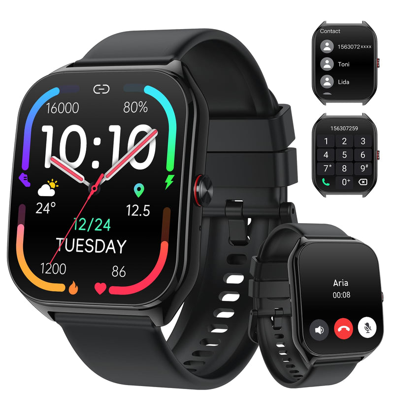 2026 AI Smart Watch for Men Women with ChatGPT, 1000mAh Fitness Tracker | 60-Day Standby Time, 1.96" HD SmartWatch with 200+ Sport Modes/Heart Rate/Sleep Monitor, IP68 Waterproof Pedometer Drill black