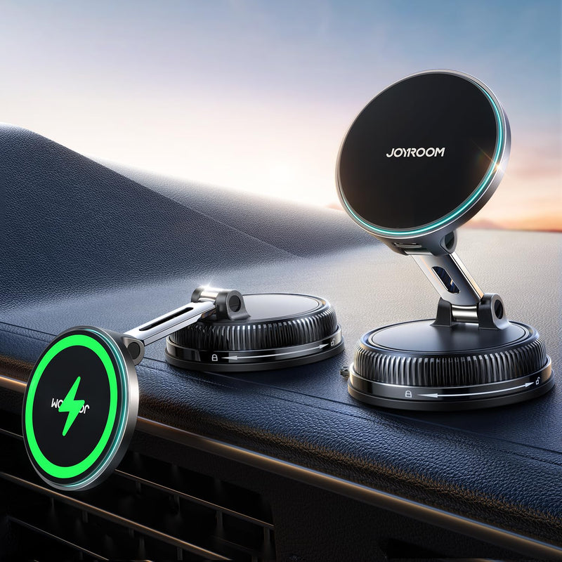 JOYROOM 15W Magsafe Car Mount Charger, iPhone Faster Charging Wireless Car Charger, 80+LBS Strong Suction Magnetic Phone Holder for Car, Stable Metal Support Arm for iPhone 17 Pro Max 16 15 14 13 | 80+LBS Strong Suction Magnetic Phone Holder for Car, S...