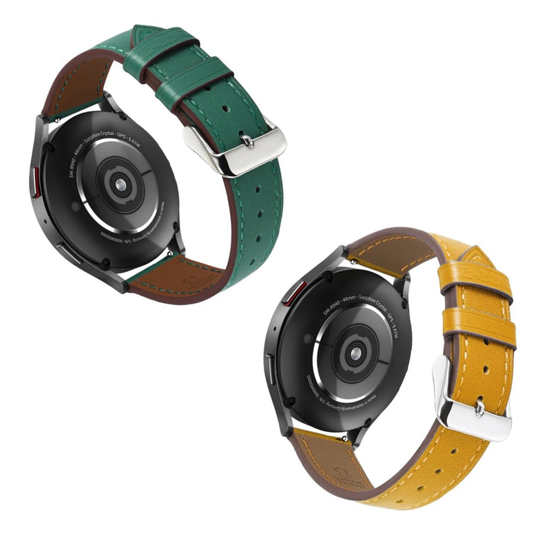 2 Pack Leather Band Compatible with Samsung Galaxy Watch(Green and Yellow) 46mm,Watch 3 45mm,Gear S3 Frontier Classic,22mm 20mm Watch Band for Women Men