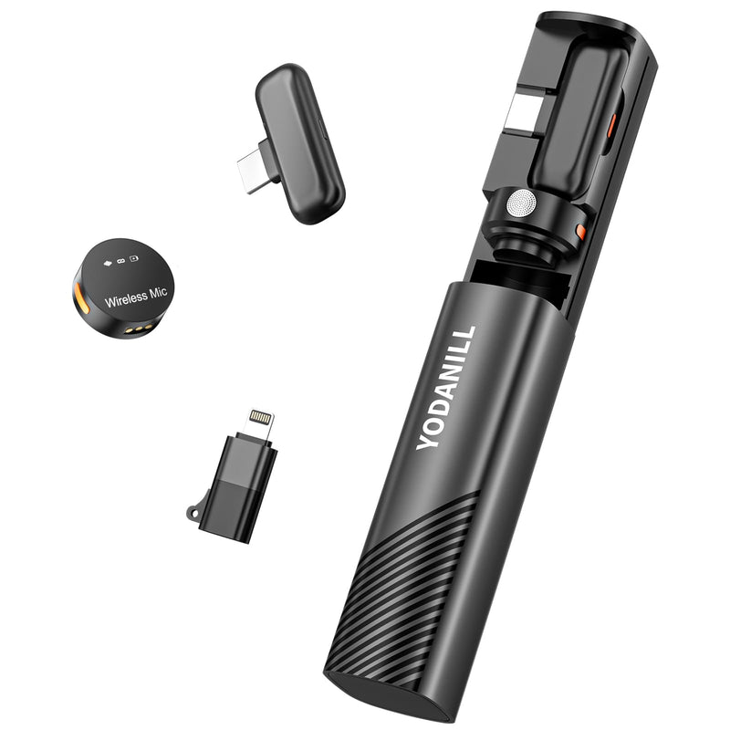 [AUSTRALIA] - Wireless lavalier Microphone，Mini Microphone AI Noise Cancel Vocal Type-C & Lightning Plug-Play 36H with Sound Modules Charging Case,165ft Clip-on Processors Lapel Mic for All Iphone,Android,Tablet 