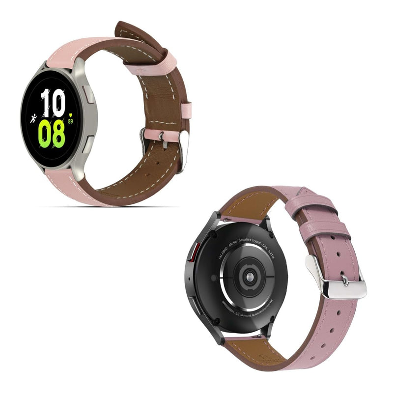 2 Pack Leather Watch Bands(Deeppink and Pink) Compatible with Samsung Watch 3 45mm, Galaxy 46mm, Gear S3 Frontier, Quick Release Wear-resistant Leather Watch Straps Replacement Band for Women Men