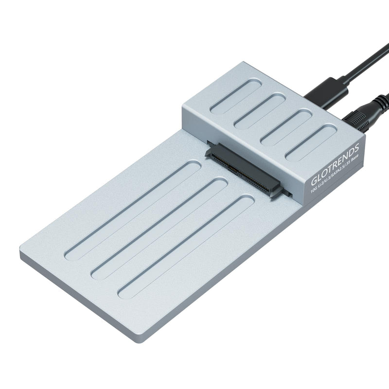GLOTRENDS H7 10Gbps USB-C to 2.5 Inch U.2/U.3 & SATA SSD/HDD Lay-Flat Docking Station, RTL 9210C Controller, Aluminium Alloy Body, USB C to C and C to A Cable