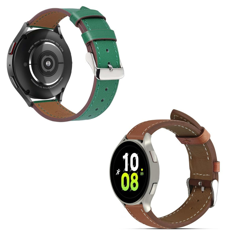 2 Pack Leather Watch Bands Compatible with Samsung Watch 3 45mm, Galaxy 46mm, Gear S3 Frontier, Quick Release Wear-resistant Leather Watch Straps Replacement Band for Women Men