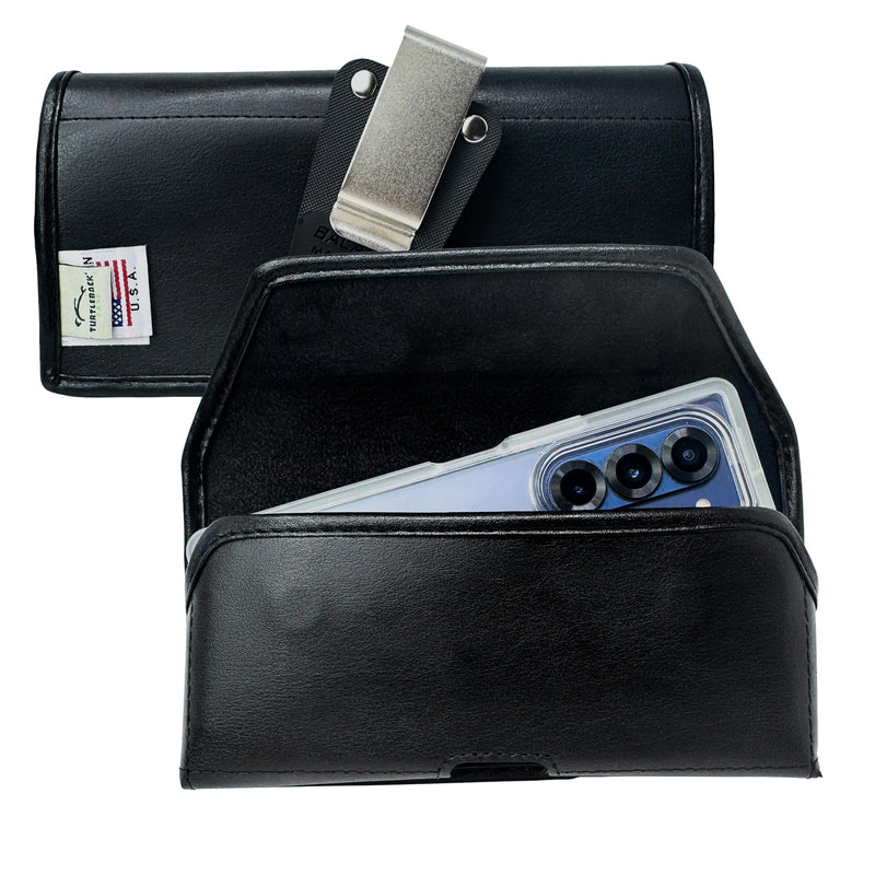 Turtleback Belt Clip for Galaxy Z Fold8 Ultra 2026, Fold7 2025 - Small - Fits Slim Style Cases - Black Leather, Horizontal Phone Belt, Magnetic Closure Holster with Exclusive HD Rotating Belt Clip Horizontal - Leather w/ HD Clip Slim Fit