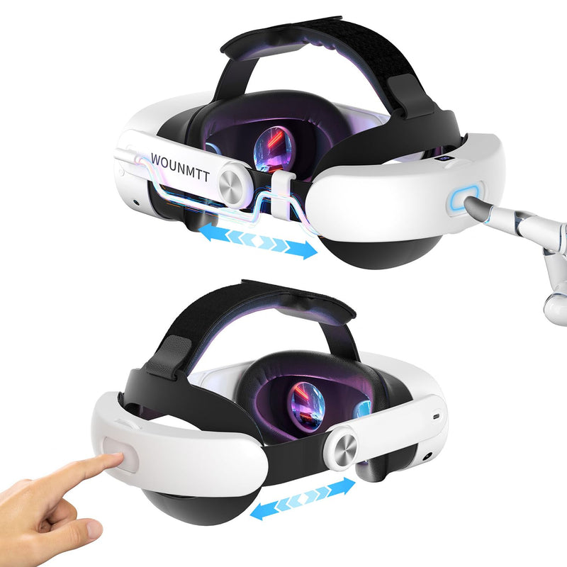 Head Strap for Oculus Meta Quest 3/3S, Adjustable VR Accessories with One-Click Fit, VR Head Strap Reduce Facial Stress for Gaming Comfort, Combination Kits with and Without Batteries