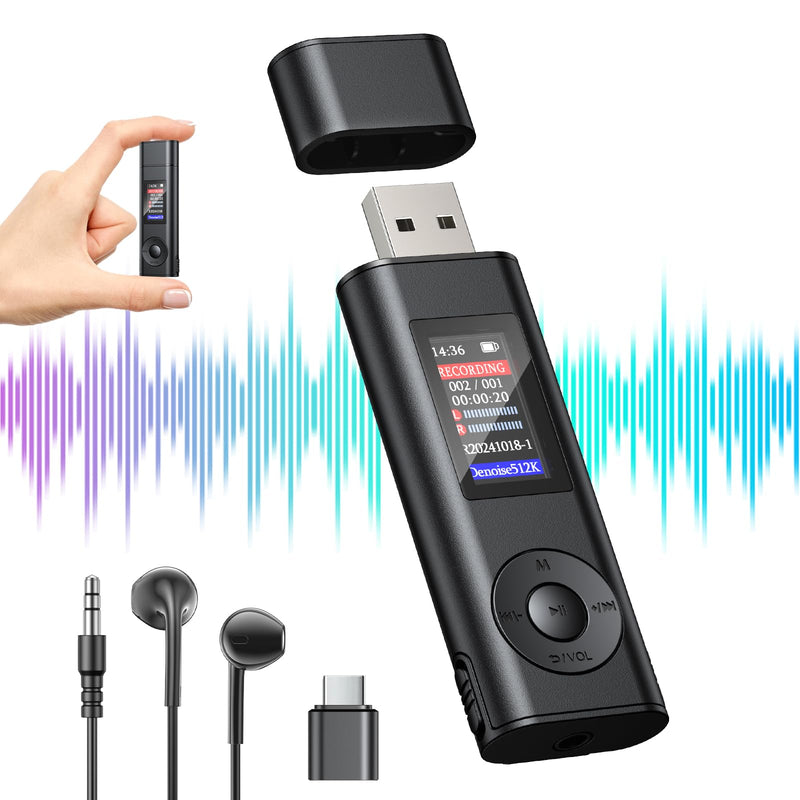 [AUSTRALIA] - Digital Voice Recorder with 64GB Storage, Voice Activated Recording, USB Connectivity, Playback Function for Meetings, Interviews, Classroom Style 1 