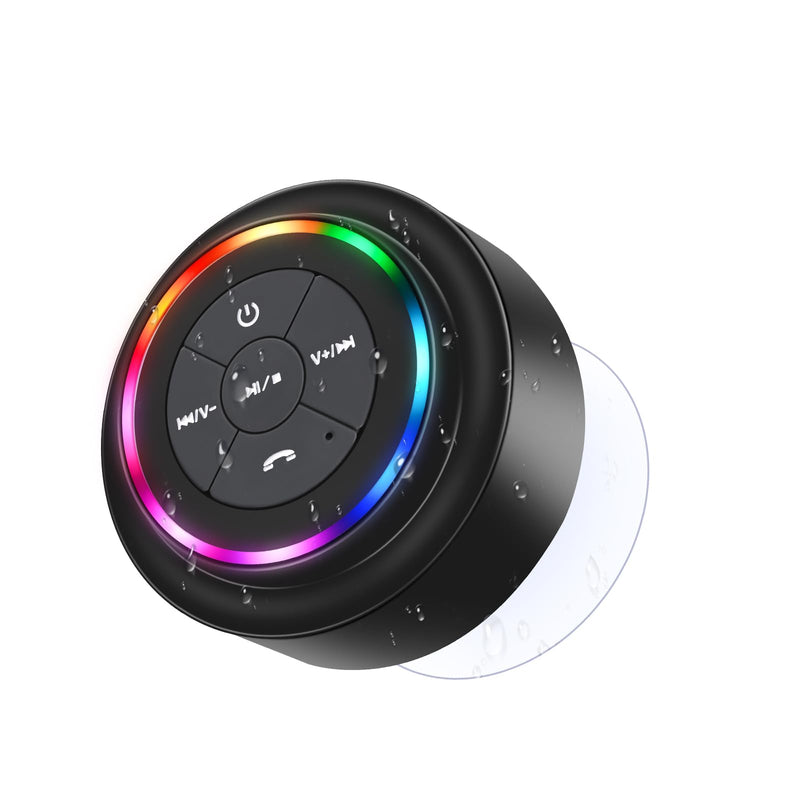 [AUSTRALIA] - Bluetooth Shower Speaker, Portable Bluetooth Speakers with Suction Cup, IP67 Waterproof Speaker with LED Light, Wireless, Floating, for Camping Beach Travel, Gift for Men, Women Multicolor 
