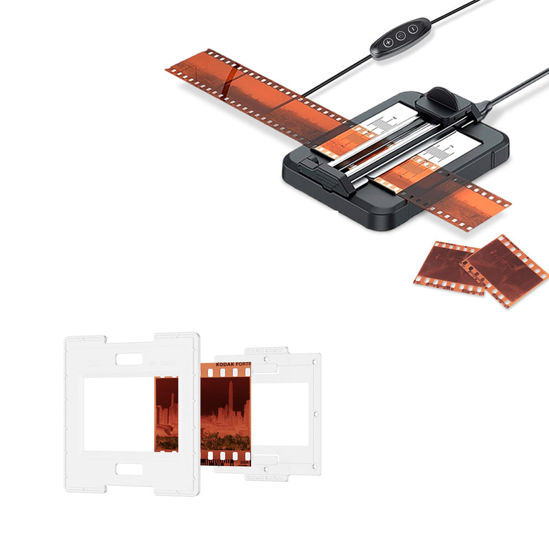 JJC Negative Slide Film Cutter with 25 Pieces Slide Mount Holder for 35mm Slide, Compatible with Scanner Projector Viewing