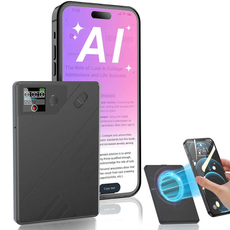Ai Voice Recorder, Note Voice to Text Recorder W/Magnetic Case, App Control, Transcribe & Summarize with by Chatgpt, Support 112 Languages, 64GB Memory, Audio Recorder for Lectures, Meetings, Calls black