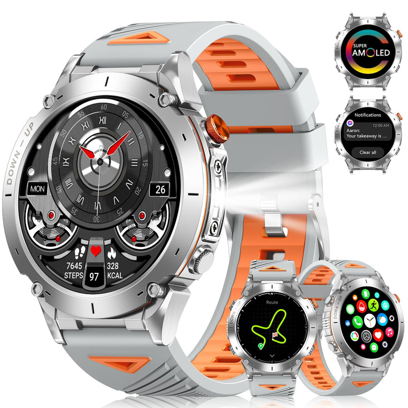 Military Smart Watch, 1.43" AMOLED Display, GPS, Bluetooth Calling, 730mAh Battery, 170+ Sports Modes, 3ATM Waterproof