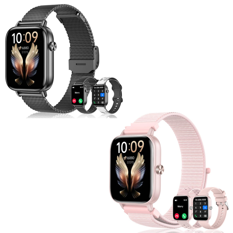 Smart Watches for Women,1.83" HD Watch with Calls and Messages/Heart Rate/Sleep/Female Cycle,Fitness Tracker Smartwatch for Android/iOS Compatible,Pink & Gold