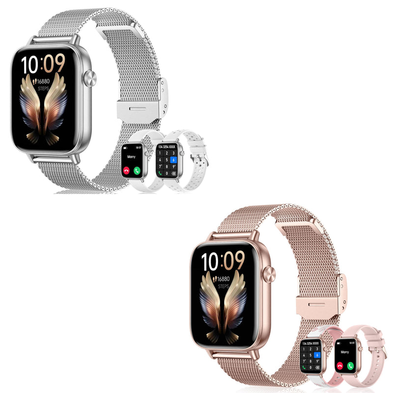 Smart Watches for Women,1.83" HD Watch with Calls and Messages/Heart Rate/Sleep/Female Cycle,Fitness Tracker Smartwatch for Android/iOS Compatible,Silver & Gold