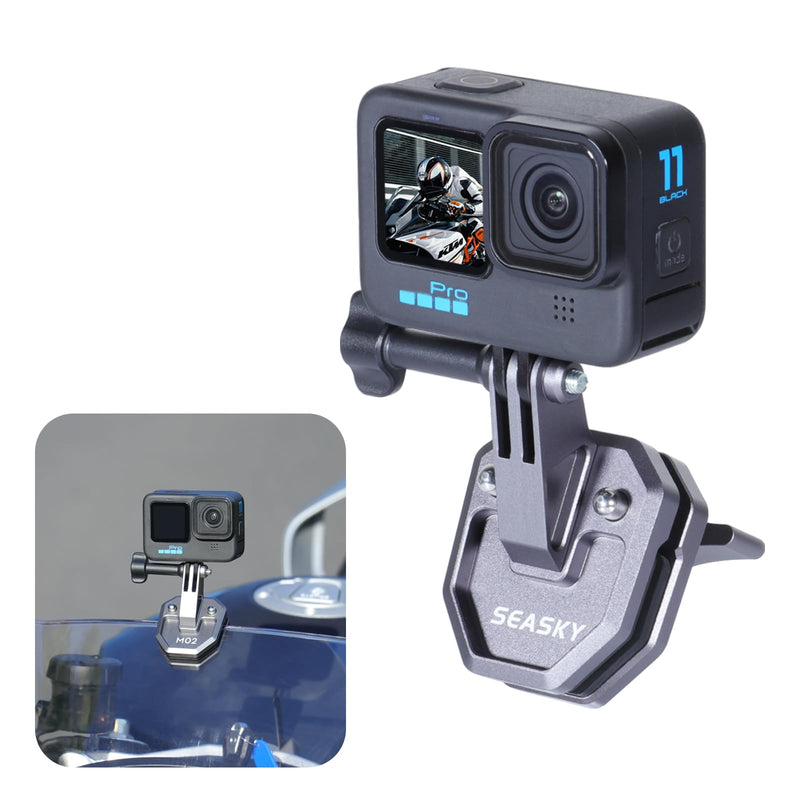 [AUSTRALIA] - SEASKY M02 Motorbike Motorcycle Windscreen Clamp Mount Accessories All Aluminum CNC for Gopro Hero 13 12 11 10 9 8 7 for DJI Action 6 5 4 3 2 for insta360 Ace Pro 2 Sports Action Camera 
