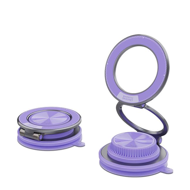 Hands-Free Magnetic Phone Mount for Car & Home, Ultra-Stable Suction Cup Holder for Dashboard & Desk, Mini Design, Secure for iPhone 15/14/13, Samsung Galaxy, Most Smartphones (Purple) Purple