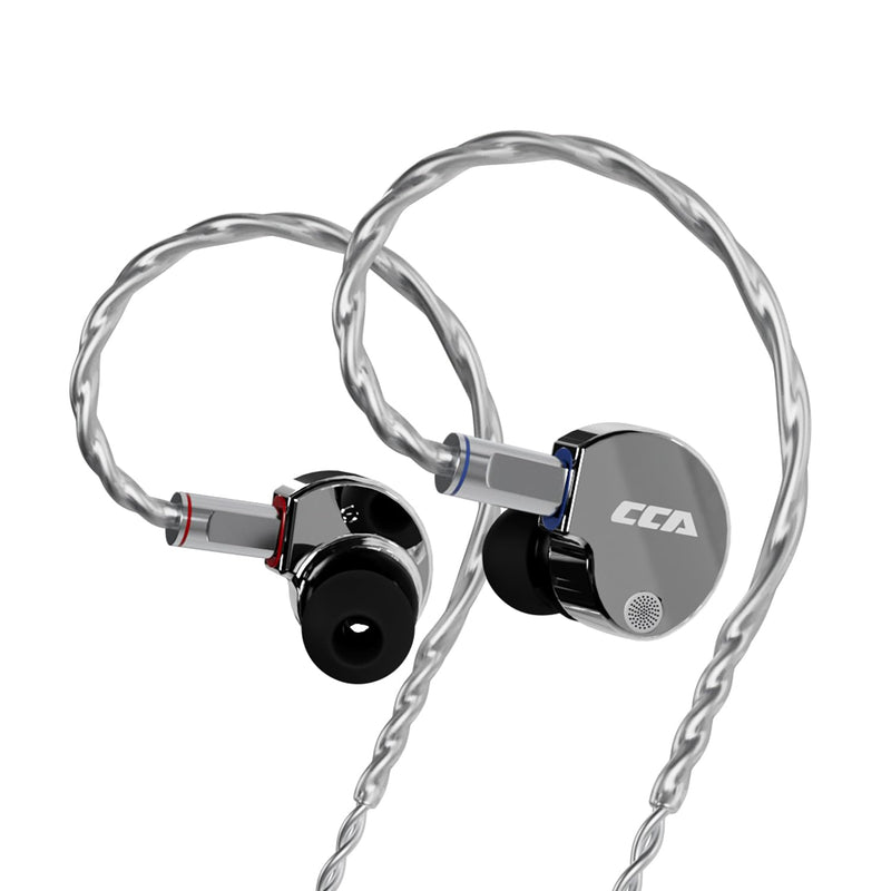 CCA Phoenix in-Ear Monitor Headphones, Dual-Magnet Dynamic Driver IEM with HiFi Clear Sound & Deep Bass, Full-Metal Professional Gaming Earbuds for Musicians, Singers, and Audiophiles(3.5mm Plug) Without Mic,3.5mm Silver