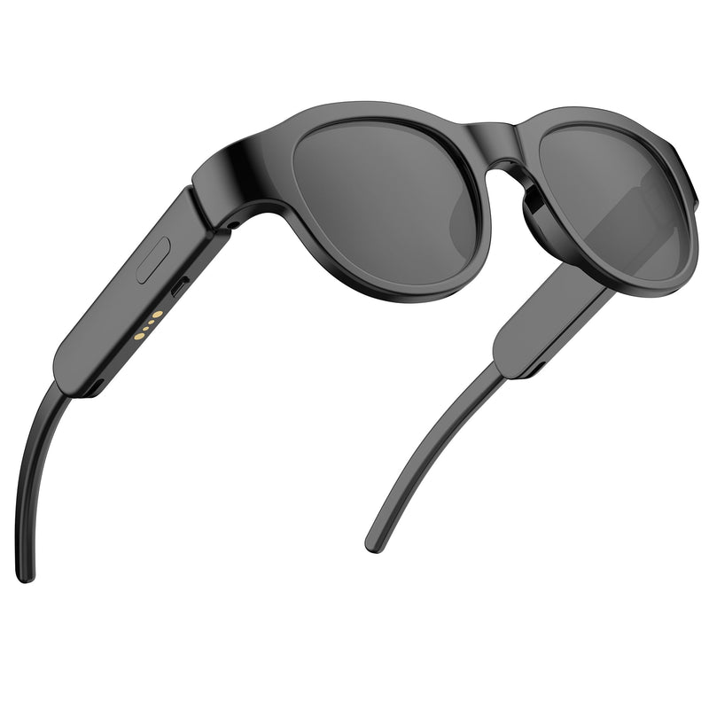 Smart Glasses for Kids, Polarized Sunglasses with Bluetooth Speaker, Athletic/Outdoor UV Protection and Voice Control, Kids Ages 6-12 (Grey Lens) Black