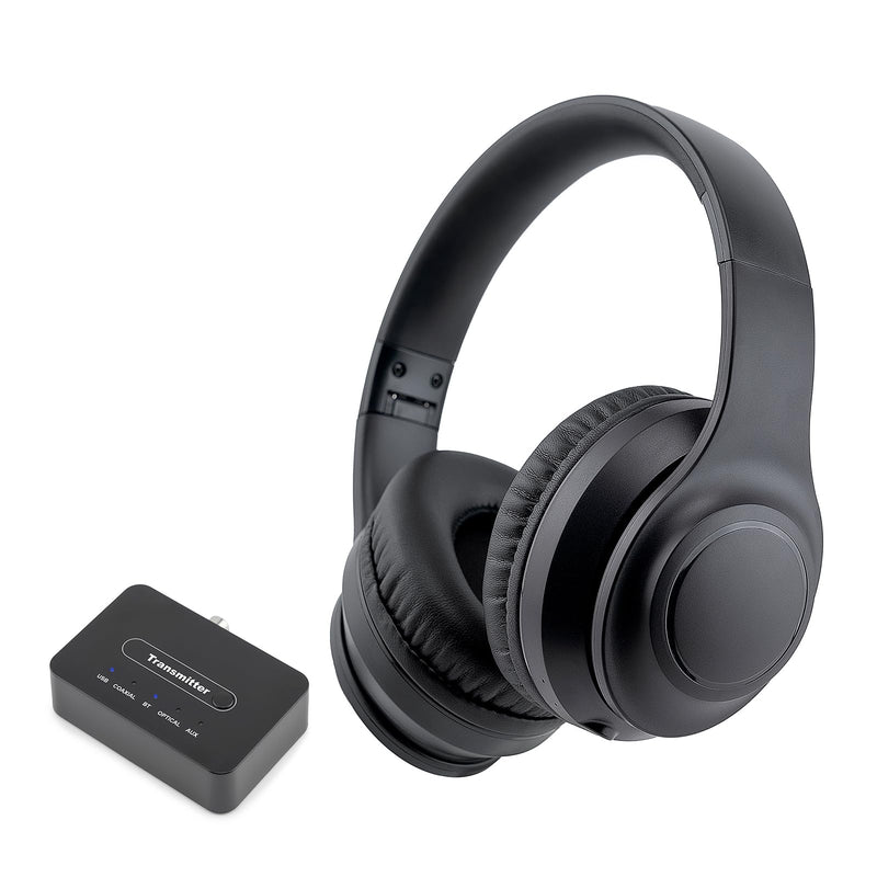 Wireless TV Headphone with Multi-Port Transmitter | Optical, Coaxial, RCA, USB, 3.5mm headphone jack port support, ANC headphone, Bluetooth 5.3 headset
