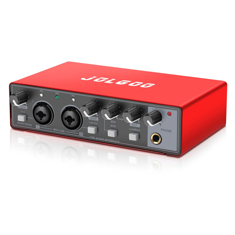 [AUSTRALIA] - USB Audio Interface, Red 24-Bit/192kHz Plug & Play Sound Card for Recording – XLR/Line In, Headphone Out, Low Latency, Compatible with PC, Mac, Smartphone 