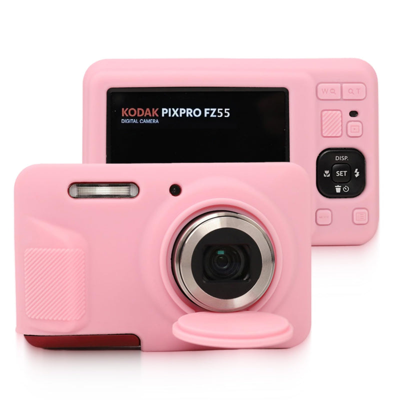 [AUSTRALIA] - Case for Kodak Pixpro Fz55 Digital Camera,Fz55 Case Silicone,for Kodak Pixpro Fz55 Accessories,Soft Protective Camera Cover with Removable Lens Cap Slim Fit Sleeve Anti-Scratch(Pink) Pink 