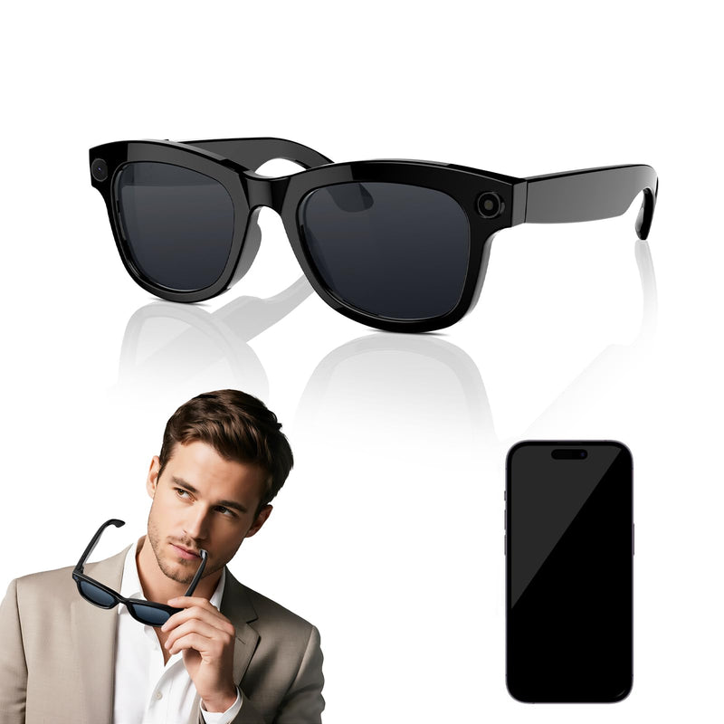 AI Smart Glasses with 800W Camera, Video Recording, Real-Time Translation, Music Control, WiFi/Bluetooth 5.3 Smart Eyewear for Meeting Records, Traveling Scenery, Life Moments