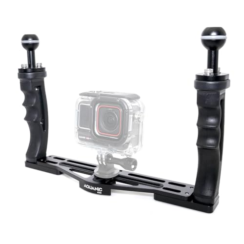AQUANIC Underwater Camera Tray Handheld Stabilizer Tray Bracket for Camera Housing, Handle Aluminum Diving Grip for Gopro Divevolk, TG-5/6, RX100 V and Other Action Camera (Black) Black