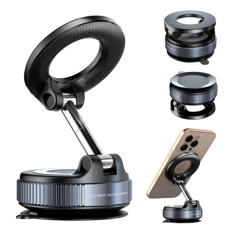 Vacuum Magnetic Phone Holder for Car Phone Holder 360° Adjustable Car Phone Mount for Magsafe Cell Phone Holders for Your Car for iPhone 16 Pro Max 15 14 13 12 Plus & Android (Black) Black