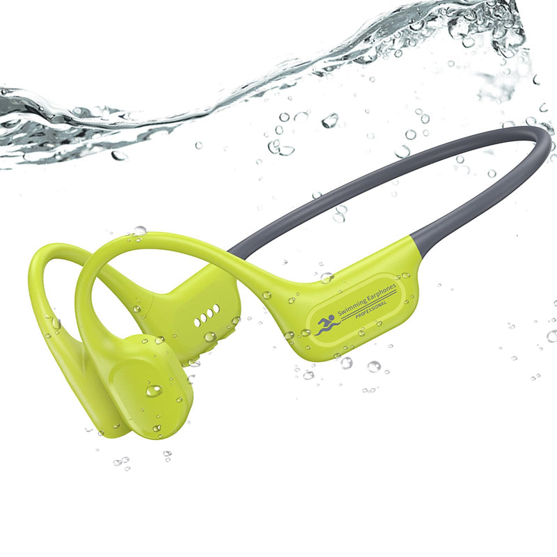 Full-Coverage Liquid Silicone Swimming Headphones,IP68 Waterproof Underwater Headphones, Bluetooth 6.0&MP3 with 32GB Memory Card,Soft/Skin-Comfortable Open Ear Bone Conduction Swim Earbuds Green