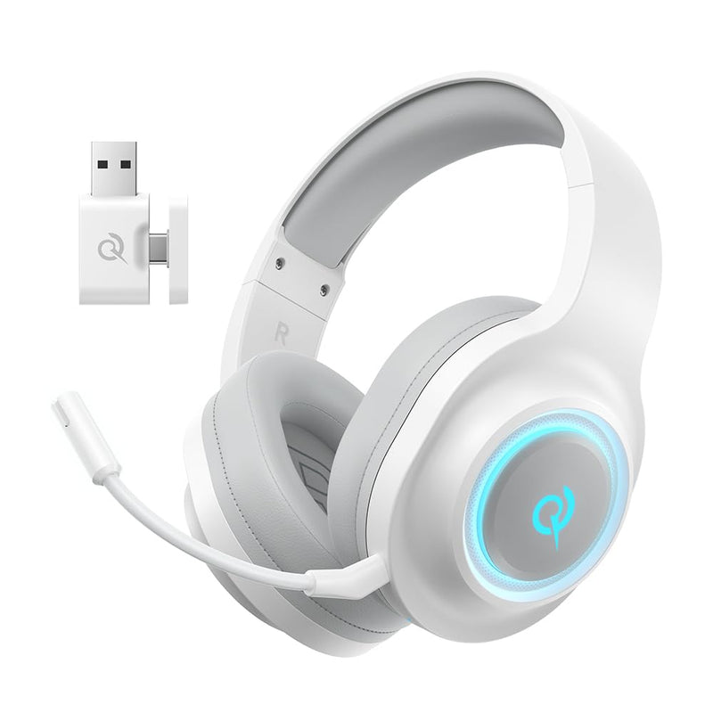 QCY HEROAD V200 Gaming Headset for PC/PS5/PS4/Switch Over Ear Headphones | 240Hr Battery, 7.1 Surround Sound, USB-C Headphones for Multi-Platform, Bluetooth 6.0 White