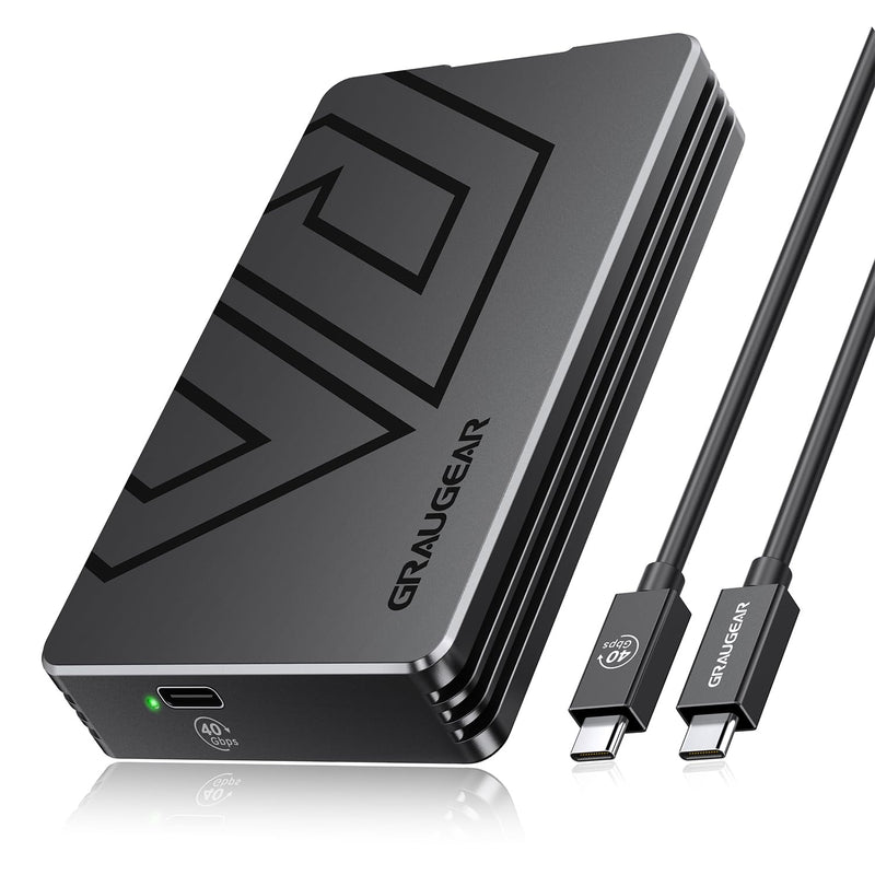 GRAUGEAR USB4 M.2 SSD Enclosure, 40Gbps Aluminum Alloy Tool-Free External Case, Thunderbolt 4 Compatible, Supports PCIe Gen4 NVMe 2230-2280 SSD, Compact Portable External Storage (U4-40G01) U4-40G01