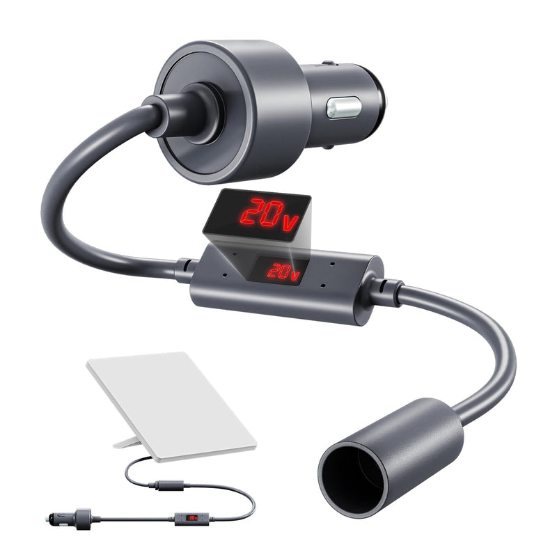 [AUSTRALIA] - Starlink Mini Car Adapter 12V to 20V Step-Up Converter, 60W Car Cigarette Lighter Charger with LED Display, Supports Official 15m & 30m DC Cable, Stable Power for RV Camping, Trucking, Marine Use Converter Version 