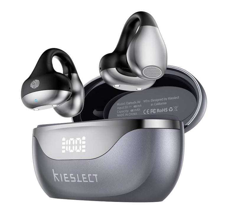 Kieslect Earbuds Open – Excellent 3D Surround Sound, AI Translation (by Google & Microsoft), ChatGPT Support, 6H Playtime + 30H Case, Fast Charging <1h, Ultra-Lightweight