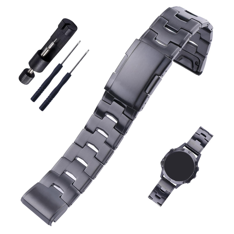 XIW Compatible for 26mm Garmin Fenix 8 51mm Enduro 3 51mm 6X Pro 7X Pro 5X Plus Titanium Metal Quick Release Watch Band Replacement for men Wirstband Strap women Bracelet Black