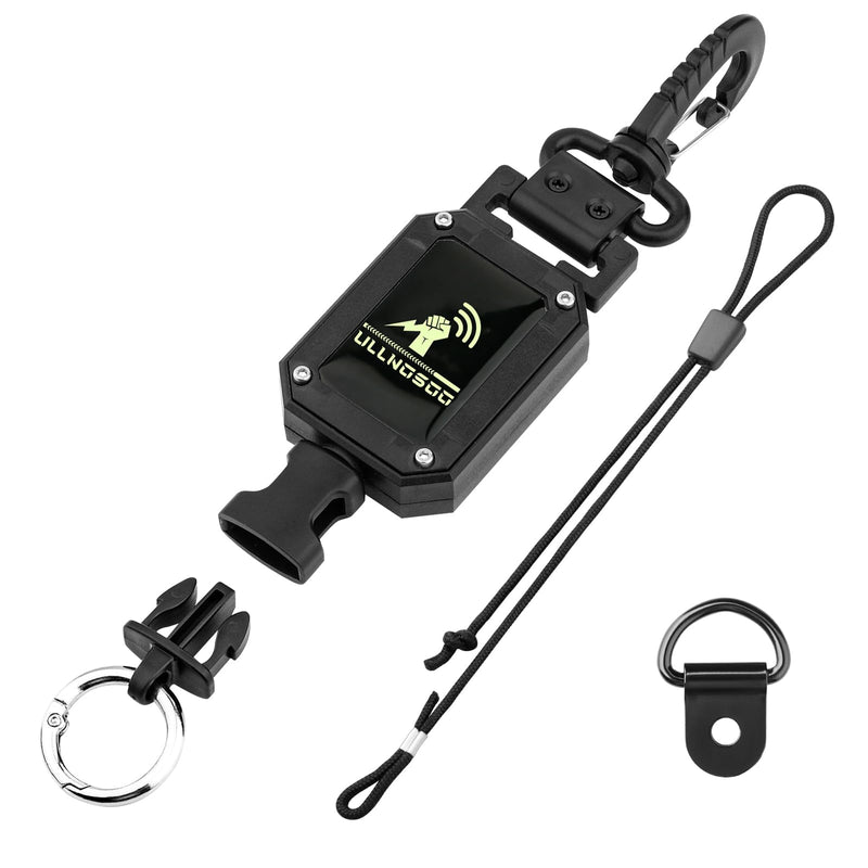 CB Mic Holder, 2Pcs Retractable Luminous Material 360° Rotatable Microphone Hanger Keeper CB Radio Accessory, Heavy-Duty Tether 32" Stainless Steel Cord with Adjustable Mount Kit for Night Driving 2