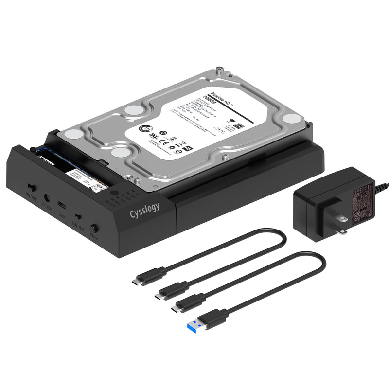 Dual-Bay Hard Drive Docking Station M.2 NVME+ SATA SSD/HDD Enclosure with Offline Clone, USB-C 10Gbps Hard Drive Dock, Tool-Free Design for Windows/Mac/Linux