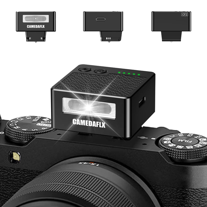 [AUSTRALIA] - CF2 Mini Camera Flash-Aluminum Hot Shoe Flash,GN10,5 Power Levels Manual Camera Flash for Sony ZV1/Ricoh GR3/Fuji/Canon/Nikon/Mini Flash for Film Camera DSLR(Black). 