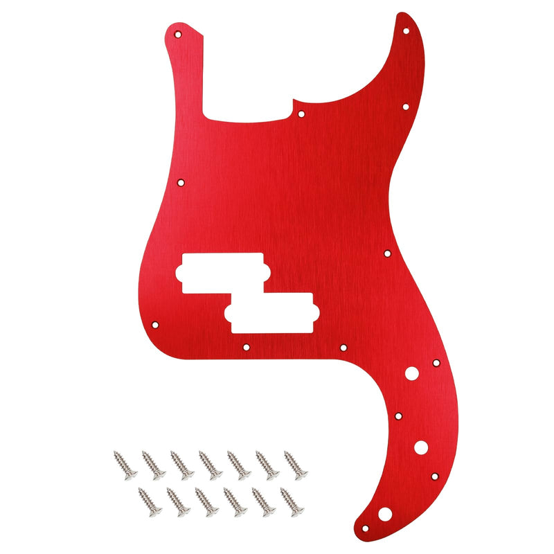 [AUSTRALIA] - Banworks CNC Processed Aluminum Precision Bass Pickguard 1.5mm-Thick 1 Ply 13-Hole Straight Edge P Bass PB Scratch Plate for USA/Mexican Modern Style Fender Ultra Precision Bass JT/HB-10 Red Aluminum Red 