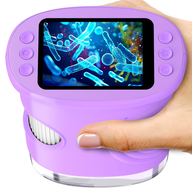[AUSTRALIA] - 1000X Handheld Digital Microscope for Kids with 2.0" IPS Screen, Easter Gifts Portable STEM Science Lab Toy, Rechargeable Pocket Microscope Educational Gift for Boys & Girls Age 4-6 8-12, Purple Purple 