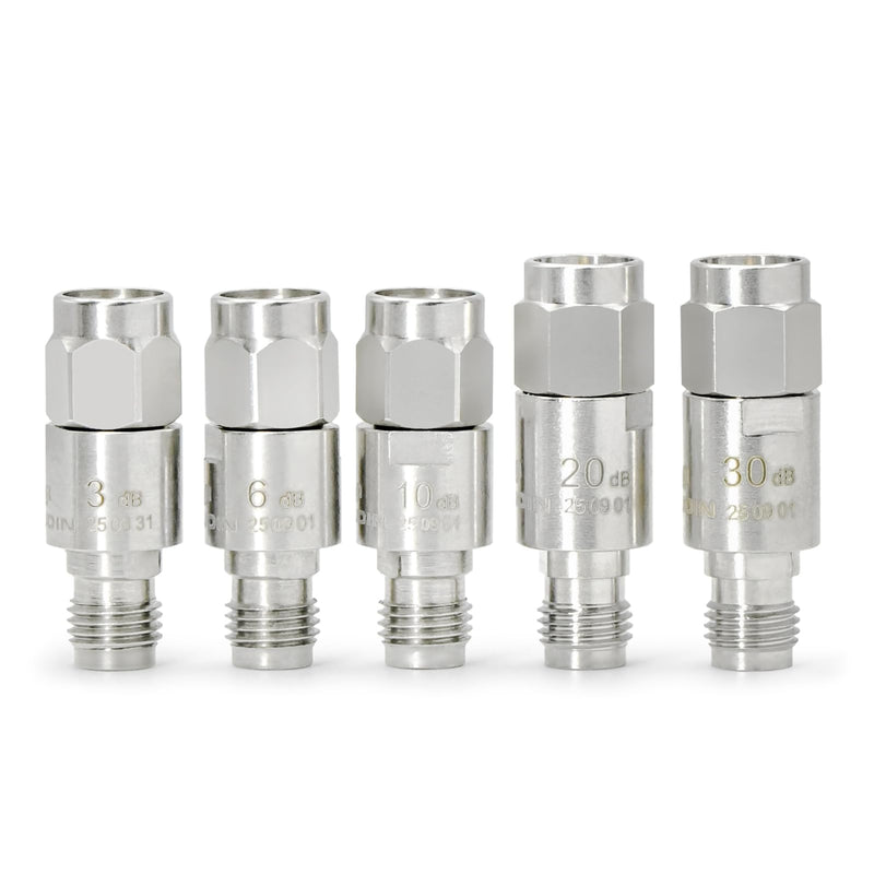 TOJOIN SMA Male to Female Attenuator/Coaxial RF Attenuator, DC to 12.4GHz, 50Ohm, 2W, 3dB/6dB/10dB/20dB/30dB, SMA 12.4G Small Attenuator Mix Pack 5PCS, New Copper Attenuator 2W 12.4G mix pack(3/6/10/20/30dB)-5pcs