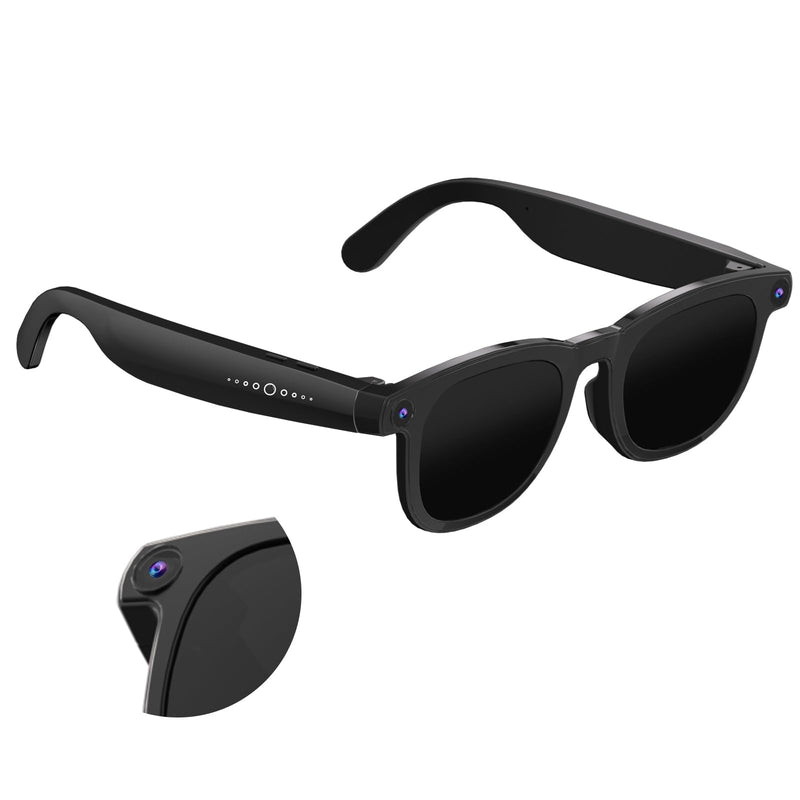 Smart Glasses with Camera & AI, 8MP Photo/Video Recording Glasses with Image Stabilization, Live Translation & Voice Control, Bluetooth Music, for Outdoor Cycling Travel Recording