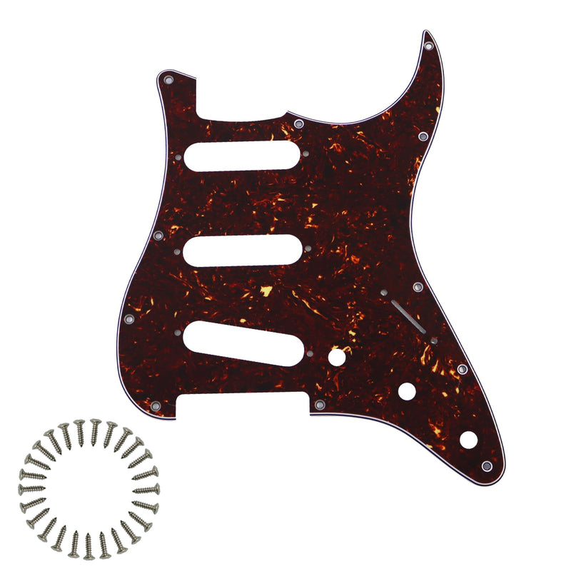SSS 11 Hole Strat Pickguard ST Pick Guard Scratch Plate for Fender USA/Mexican Standard Stratocaster Modern Style Electric Guitar,Brown Tortoise Shell SSS aluminum foil Brown Tortoise Shell