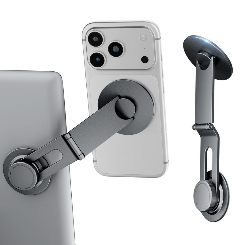 Tesla Model 3/Y Phone Mount, Magnetic Car Metal Holder with Strong Magnet | 【Foldable & Extendable Hidden Design】Tesla Screen Stand for 3/Y/S/X/Cybertruck, Designed for MagSafe iPhone