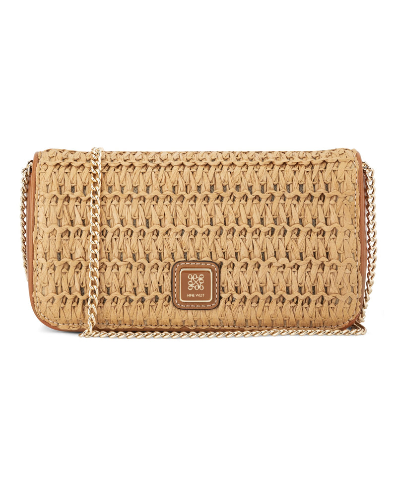 Nine West Women's Nefi Phone Chain Crossbody Small Natural Brandy