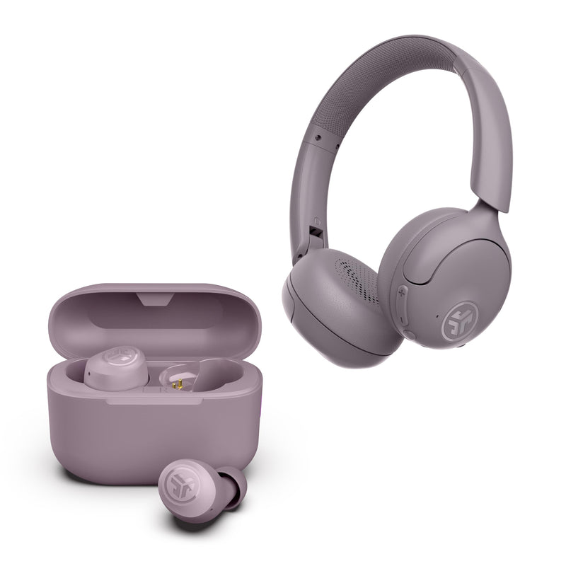 JLab Mauve Bundle, Go Lux ANC Wireless Headphones, Go Air Pop+ True Wireless Bluetooth Earbuds