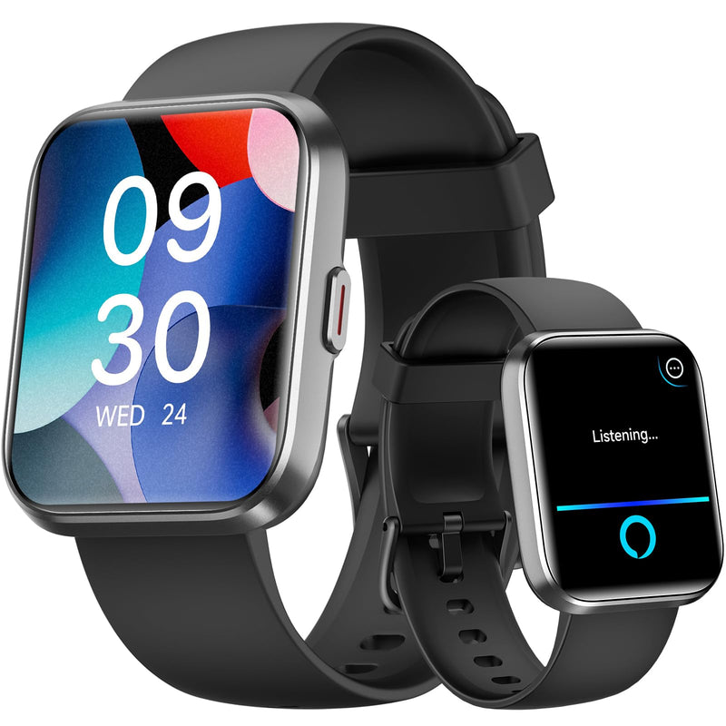 WNH Smart Watch for Men/Women Android & iPhone, 1.8" Touch Screen Fitness Tracker with Alexa, Call & Notification Alerts, Heart Rate/Sleep/SpO2 Monitor, Pedometer, IP68 Waterproof, 120+ Sport Modes Black