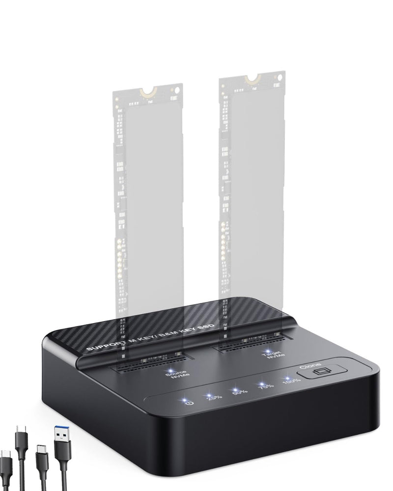 Dual Bay NVMe SSD Cloner & Duplicator - 20Gbps USB 3.2 Gen 2x2 M.2 Enclosure Dock, Tool-Free Offline Clone Reader/Adapter for PCIe NVMe SSDs (M-Key/B+M Key) Supports 2230 2242 2260 2280 22110
