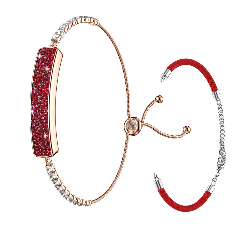 Smart Bracelet for Women with Diamonds Health Fitness Tracker | with Heart Rate HRV Sleep Monitor Sport Modes, 5ATM Waterproof Step Activity Tracker for iOS Android, The Best Gift (2 Bands) Red