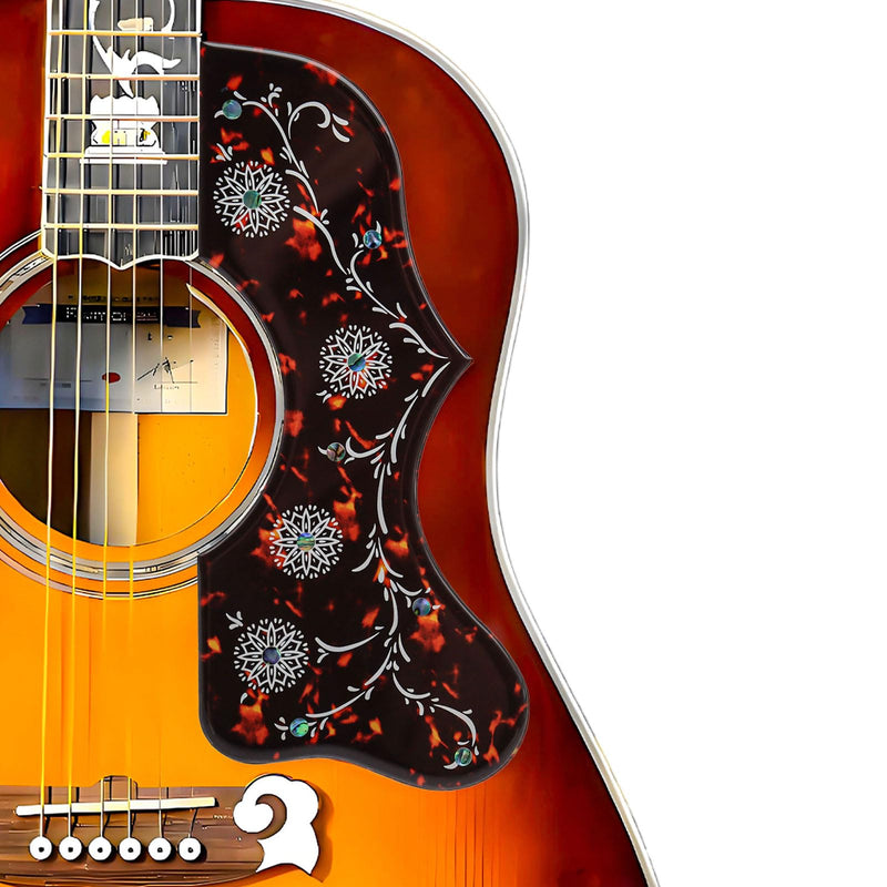 Acoustic Guitar Pickguard 2.4mm Super Scratch-Resistant Tortoise Red No Drill Required (Dark Tortoise) Dark Tortoise