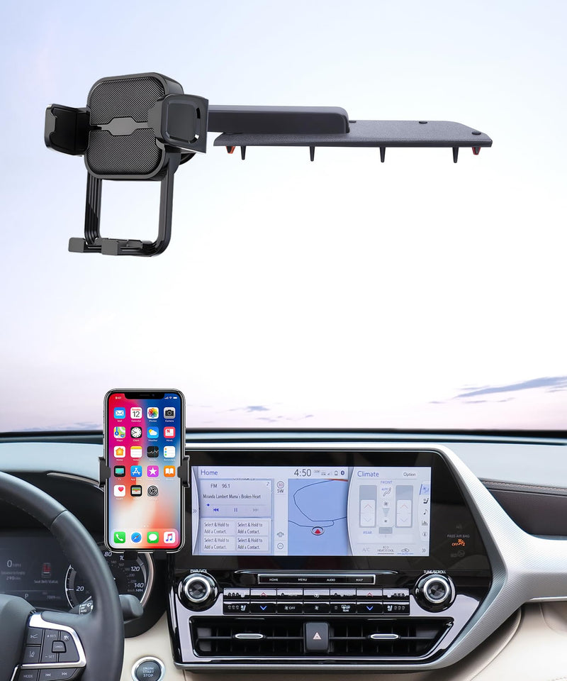 Auto Clamp Car Phone Holder for Toyota Highlander 2020-2026, 8/12.3" Screen | Universal Mechanical Clip Cell Phone Mount Accessories Fit iPhone Android,Automobile Cradle GPS Dashboard Navigation Bracket Dashboard-mounted 8/12.3-inch for 20-26 Highlander
