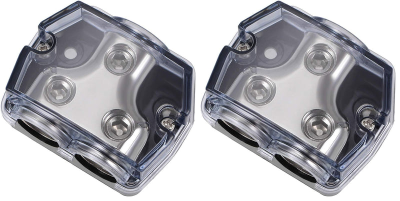uxcell 2 Way Power Distribution Block 0 Gauge in 0 Gauge Out Power Ground Distributor for Splitter (Pack of 2)